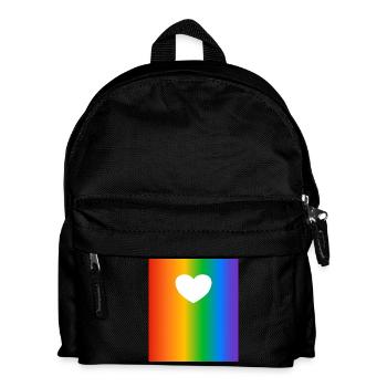 Arc-en-ciel, Dégradés, Couleurs, Coeur - Sac à dos Enfant - noir - Devant