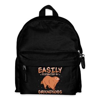 Easily Distracted By Groundhogs Rodent Animal - Kids' Backpack - black - Front