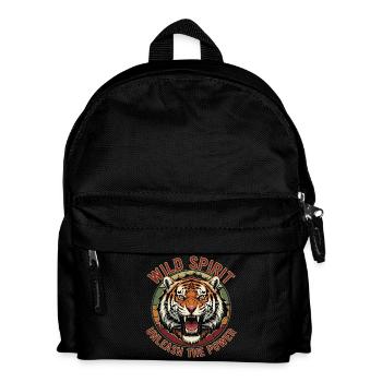 Wild Spirit Löwe Motiv Design - Kinder Rucksack - Schwarz - Vorne
