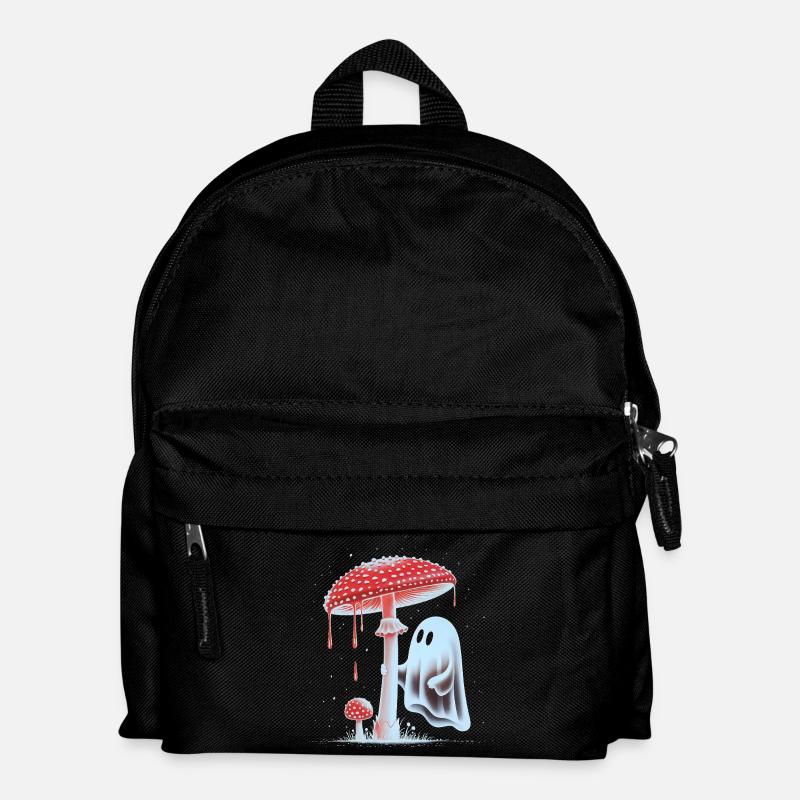 Spooky Ghost with Bloody Red Mushroom - Kids' Backpack - black