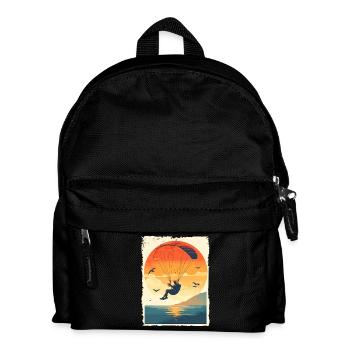 Evening atmosphere with paraglider over water - Kids' Backpack - black - Front