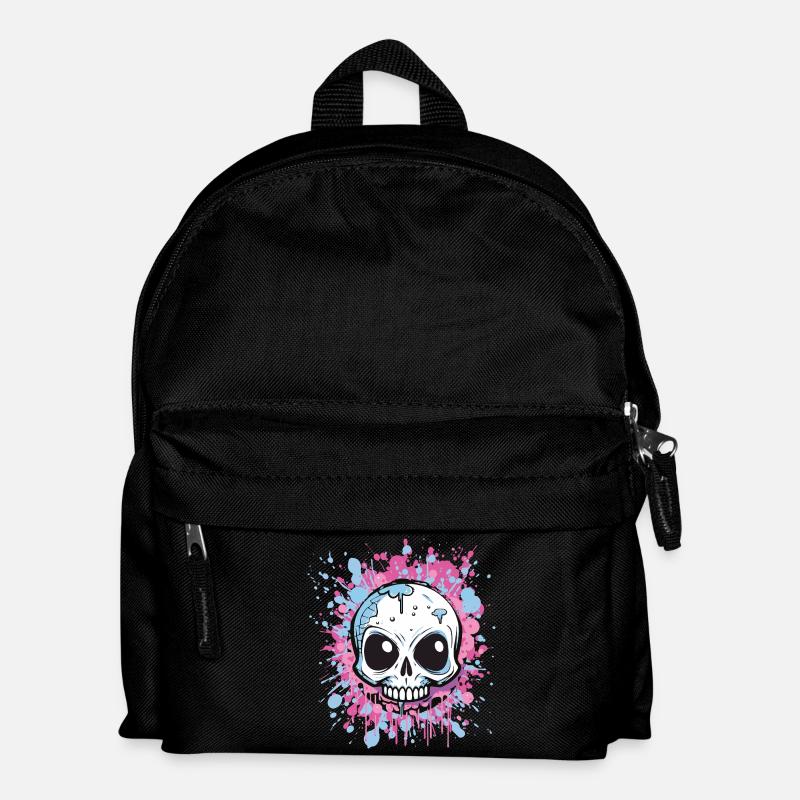 Neon Splatter Schädel Kunst - Kinder Rucksack - Schwarz