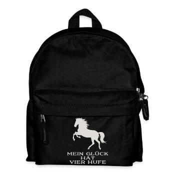 Mein Glück hat vier Hufe - Kinder Rucksack - Schwarz - Vorne