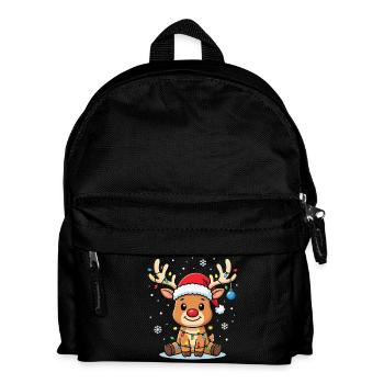Renne de Noël Kawaii avec des lumières lumineuses - Sac à dos Enfant - noir - Devant