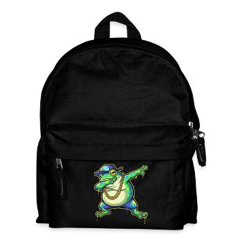 Green Street Frog with Gold Chain Dabbing - Kids' Backpack - black - Front