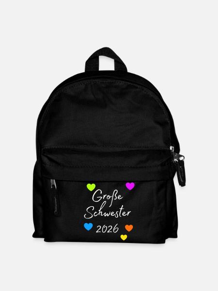 Große Schwester 2026 Herzdruck - Kinder Rucksack - Schwarz