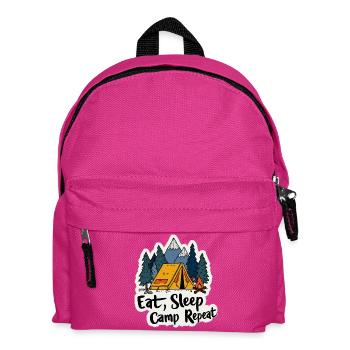 Camping, Spruch Spruch Eat Sleep Camp, Repeat Camper Outdoo - Sac à dos Enfant - fuchsia - Devant