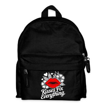 Küsse heilen alles - Kinder Rucksack - Schwarz - Vorne
