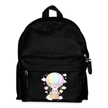 Pastell-Kaninchenballon im Himmel - Kinder Rucksack - Schwarz - Vorne