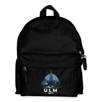 Ulm Skyline Silhouette mit Münster - Kinder Rucksack - Schwarz - Vorne