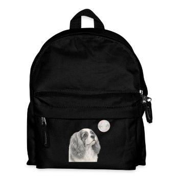 Motif rétro du chien Cavalier King Charles Spaniel - Sac à dos Enfant - noir - Devant