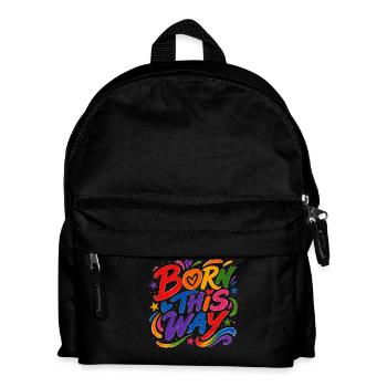 Born This Way Regenbogen CSD Pride Spruch - Kinder Rucksack - Schwarz - Vorne