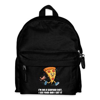 Seafood Diet Wortwitz mit Pizza und Garnele - Kinder Rucksack - Schwarz - Vorne