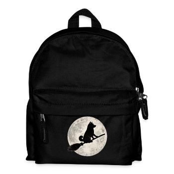 Shiba Inu Witch's Broom Full Moon T-Shirt Halloween - Kids' Backpack - black - Front