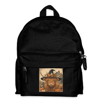 Scottish Cow Halloween Hoodie Vintage Cow - Kids' Backpack - black - Front