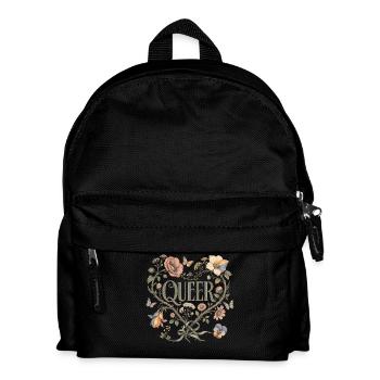 Queer Blumen Herz T-Shirt LGBTQ Pride Vintage - Kinder Rucksack - Schwarz - Vorne