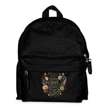 Faith Hope Love Botanical Heart Hoodie Vintage - Kids' Backpack - black - Front