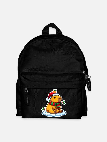 Capybara mit Weihnachtsmütze - Kinder Rucksack - Schwarz