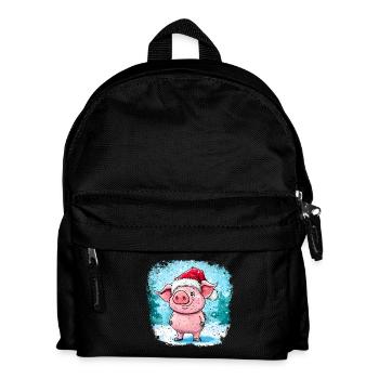 Weihnachtsmann Schweinchen - Kinder Rucksack - Schwarz - Vorne