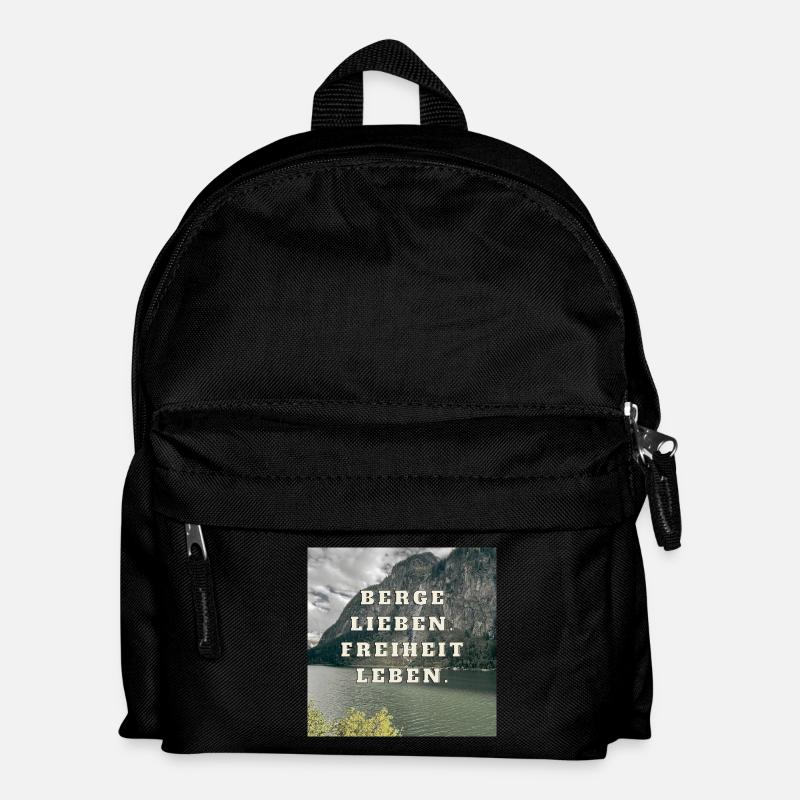 Berge lieben - Freiheit leben - Kinder Rucksack - Schwarz