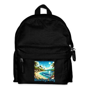 Montego Bay Jamaika Strand Palmen Grunge Urlaub - Kinder Rucksack - Schwarz - Vorne