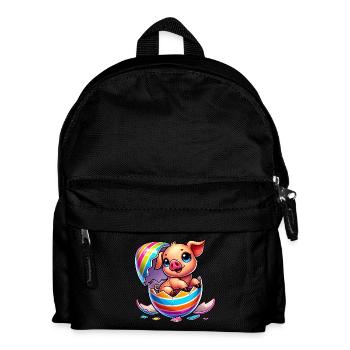 Mignon dessin animé cochon éclosion dans l’œuf de Pâques - Sac à dos Enfant - noir - Devant