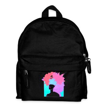 portrait fleuri bleu - Sac à dos Enfant - noir - Devant