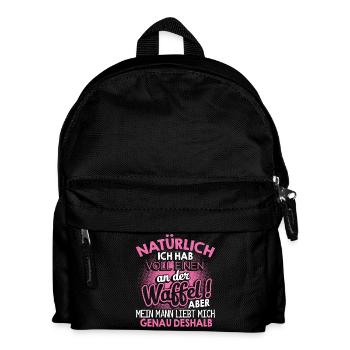 Waffel Bescheuert Bekloppt Mann Verrückt Geschenk - Kinder Rucksack - Schwarz - Vorne