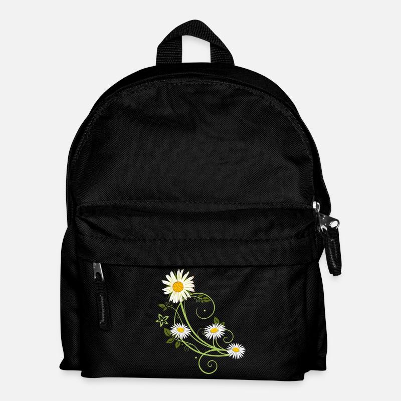 Ranke mit Margerite und Gänseblümchen - Kinder Rucksack - Schwarz
