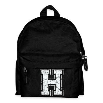 Letter H in white in the used look - Kids' Backpack - black - Front