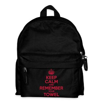 Keep Calm and Remember your Towel | nerd | hipster - Kinder Rucksack - Schwarz - Vorne