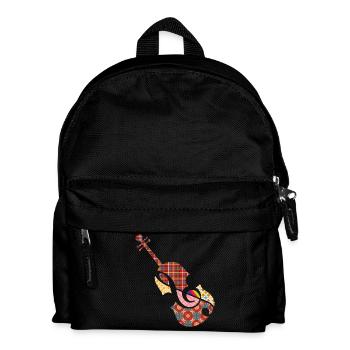 beautiful patchwork violin with treble clef - Kids' Backpack - black - Front