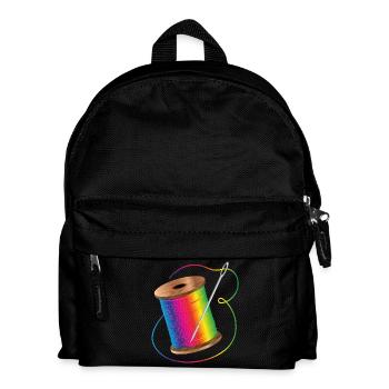 leuchtender Nähgarn in Regenbogenfarben mit Nadel - Kinder Rucksack - Schwarz - Vorne