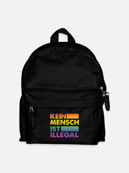Kein Mensch ist illegal Regenbogen Menschenrechte - Kinder Rucksack - Schwarz