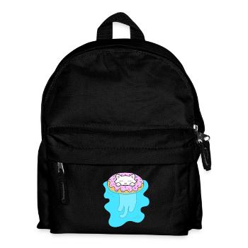 Cute white kitten swimming in a swimming pool - Kids' Backpack - black - Front