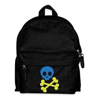 Crâne et os croisés bleu néon - Sac à dos Enfant - noir - Devant