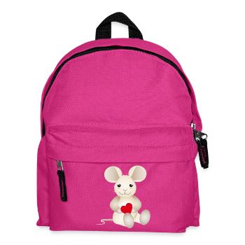 sugar-sweet mouse with a heart for Valentine's Day - Kids' Backpack - fuchsia - Front