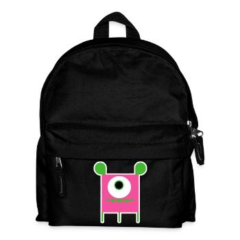 Monstre Cyclope Rose | Extraterrestre carré drôle - Sac à dos Enfant - noir - Devant