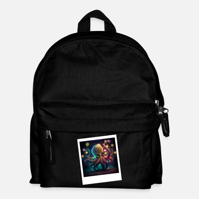 Octopus Octopus Neon dancing in the night - Kids' Backpack - black