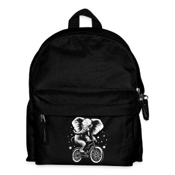 Elefant auf dem Fahrrad - Kinder Rucksack - Schwarz - Vorne