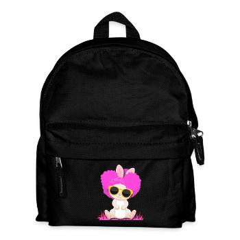 Süßer Afro Hase mit pinken Locken und Sonnenbrille - Kinder Rucksack - Schwarz - Vorne