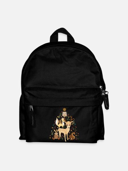 niedliche Waldtiere feiern gemeinsam Weihnachten - Kinder Rucksack - Schwarz
