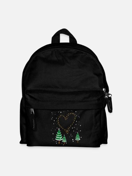 Winterwald Herz Sterne - Kinder Rucksack - Schwarz