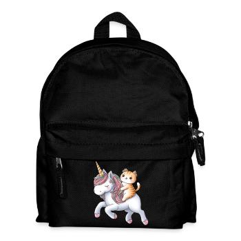 Little unicorn with cat as rider - Kids' Backpack - black - Front