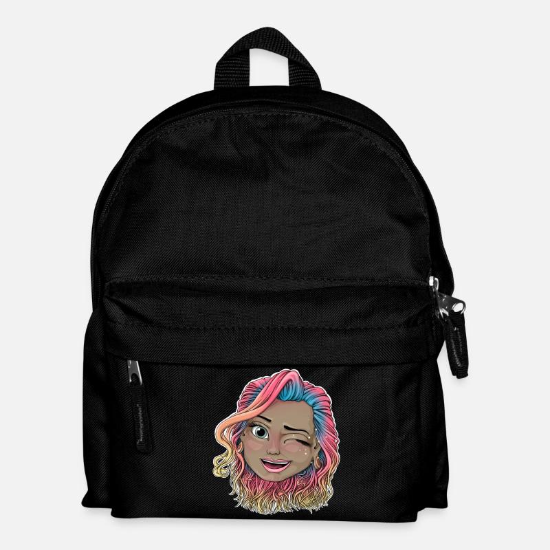 Lebendige zwinkernde Illustration - Kinder Rucksack - Schwarz