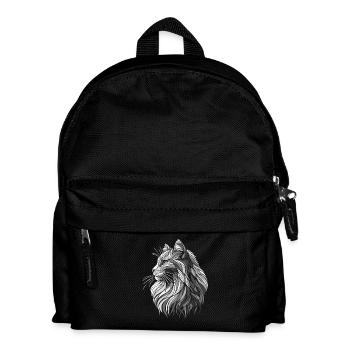 Schwarz-Weiß-Polygone Katzenkopf-Zeichnung - Kinder Rucksack - Schwarz - Vorne