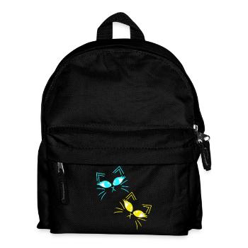 Katze Katzen Kätzchen Katzengesicht 80er 90er - Kinder Rucksack - Schwarz - Vorne