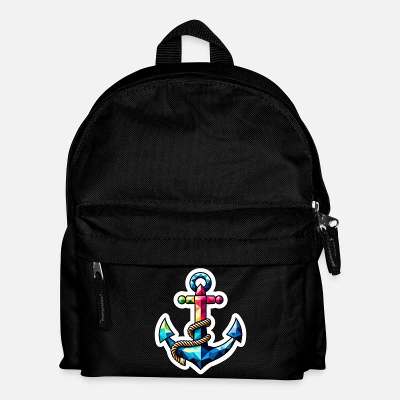 Anker mit Knoten Polygon bunt - Kinder Rucksack - Schwarz