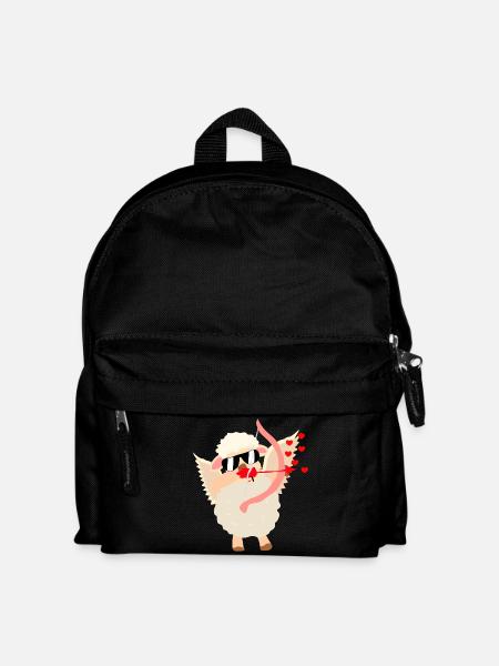 Kuscheliges Liebes-Schaf mit Bogen - Kinder Rucksack - Schwarz