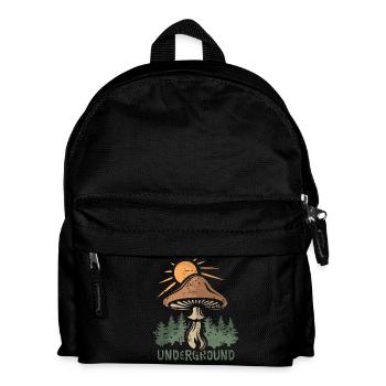 Naturwald mit Pilz - Pilzsammler und Outdoorfans - Kinder Rucksack - Schwarz - Vorne